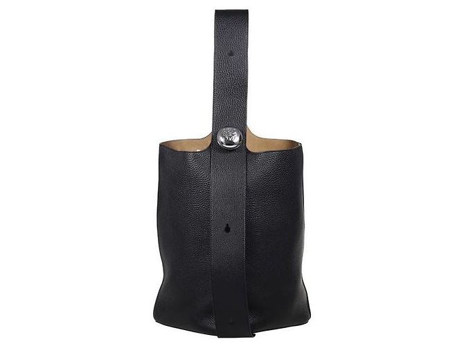 Loewe Große Kieselstein-Eimer-Tasche Schwarz 