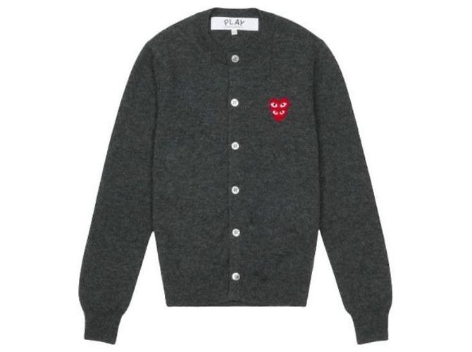 Comme Des Garcons Rundhals-Doppelburgunder-Emblem-Strick AX