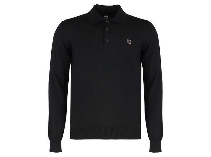 Fendi Woll-Polohemd Schwarz