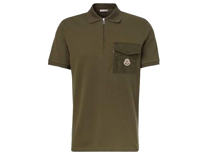Moncler Piqué Polo-Shirt aus Baumwolle Grün