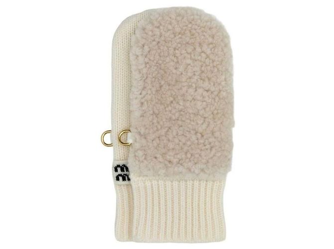 Miu Miu Luva de shearling de lã e cashmere Branco