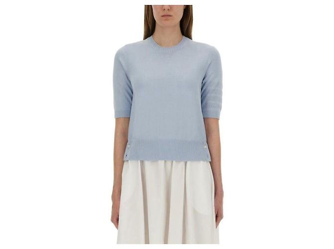 Thom Browne Stitch Pointel Bar T-Shirt Blau
