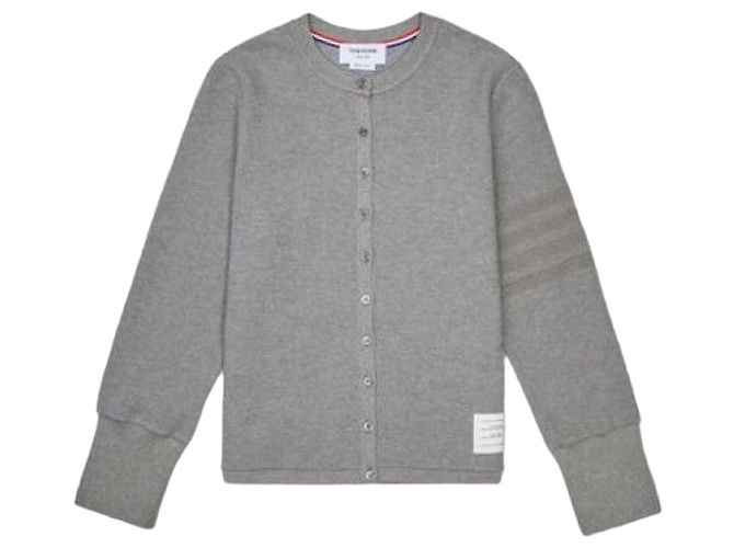 Thom Browne Cardigã de algodão com listras Marrom