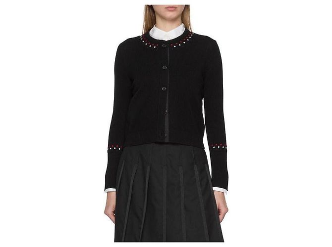 Thom Browne Crewneck Crop Cashmere Strickjersey Schwarz