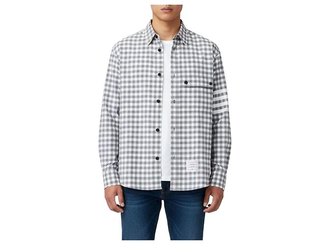 Thom Browne Gingham Check Flannel Oversized Shirt