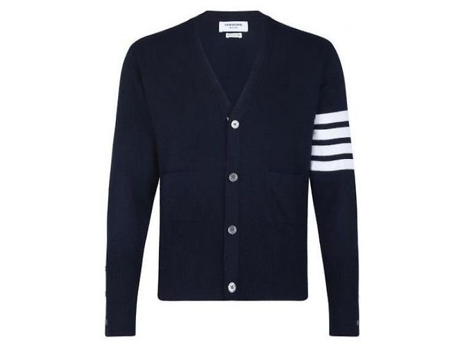 Thom Browne Classic Cashmere V-Neck Cardigan Blue
