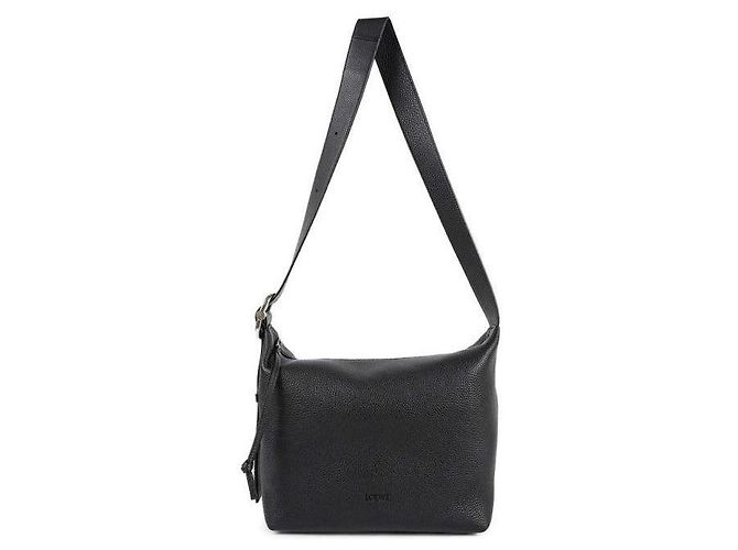 Loewe Bolsa Hobo Loop em couro de bezerro de grão flexível Preto