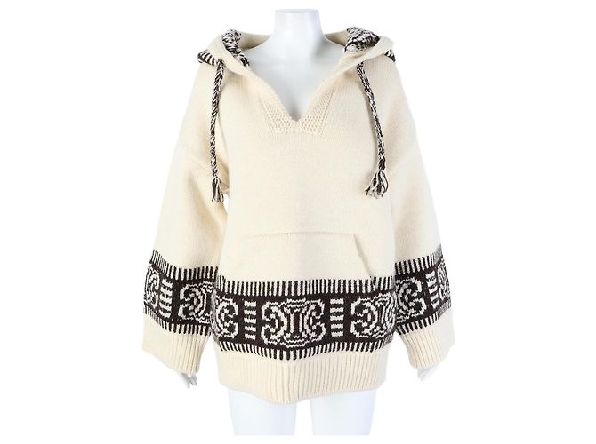 Céline Pull à capuche à manches longues Marron