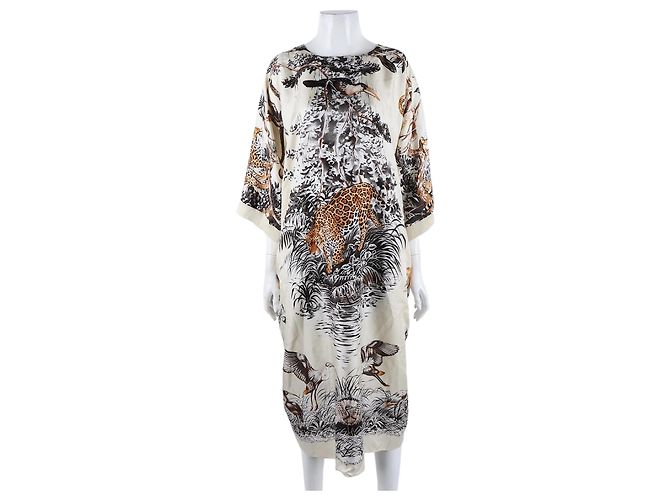 Hermès Hermes Seidenkleid Weiß