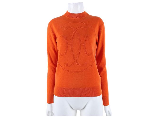Pull en cachemire à manches longues Hermès Orange