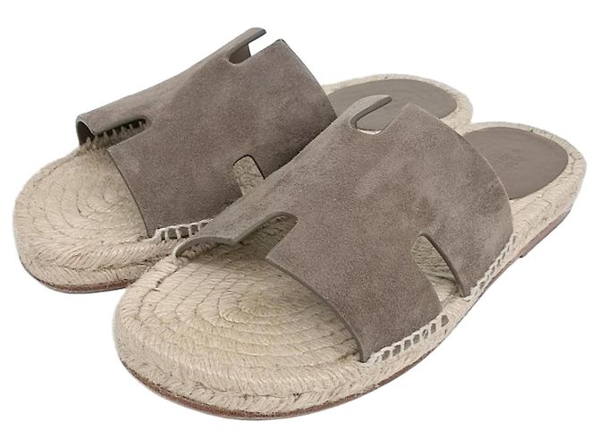 Hermès Hermes Suede Antigua Espadrille Slipper Brown