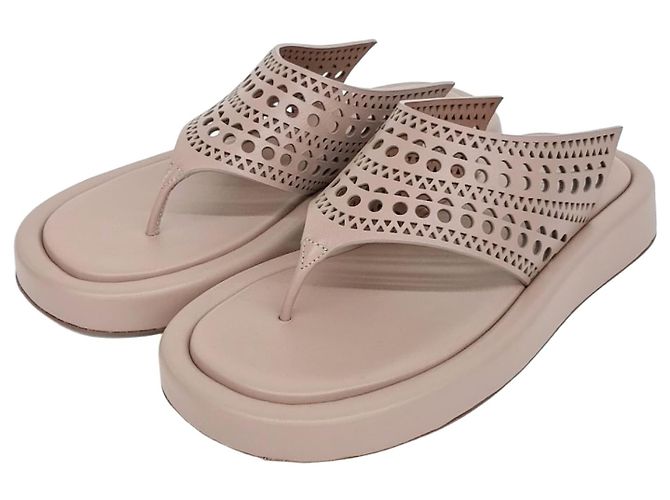 Alaïa Alaia Laser-Cut Flip Flop Brown
