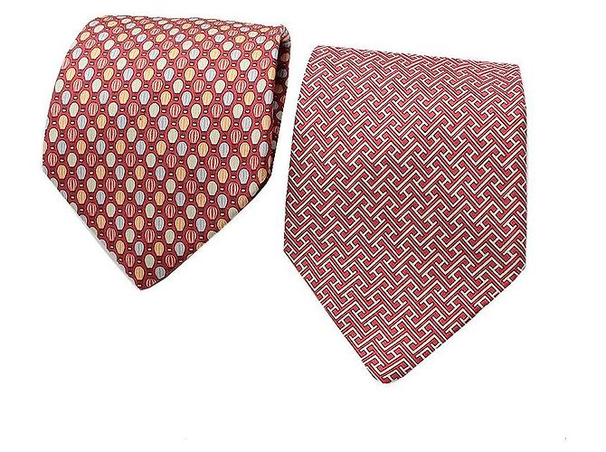 Hermès Red Silk Tie Set Blue
