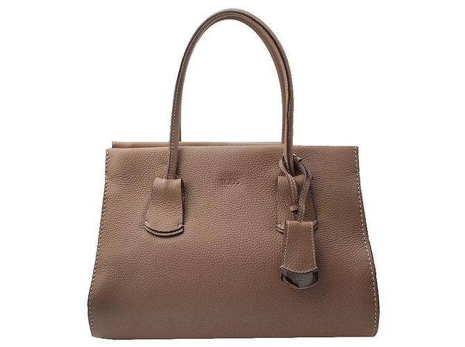 Tod's Bolsa tote de couro marrom taupe