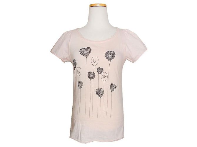 Camiseta de algodão estampada rosa claro See by Chloé