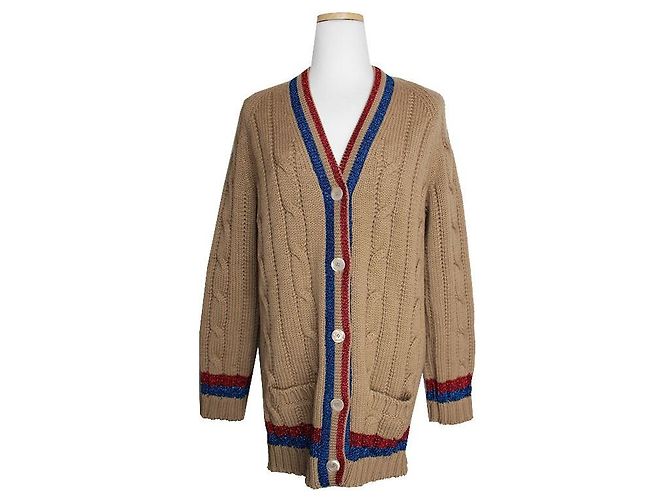 Gucci Leicht brauner Wollstrick-Cardigan