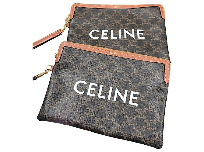 Céline Bolso Clutch Pequeño con Correa Tan Multicolor