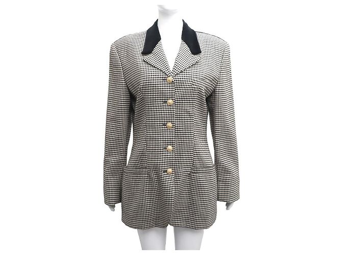 Versace Women's Collar Wool Check Jacket