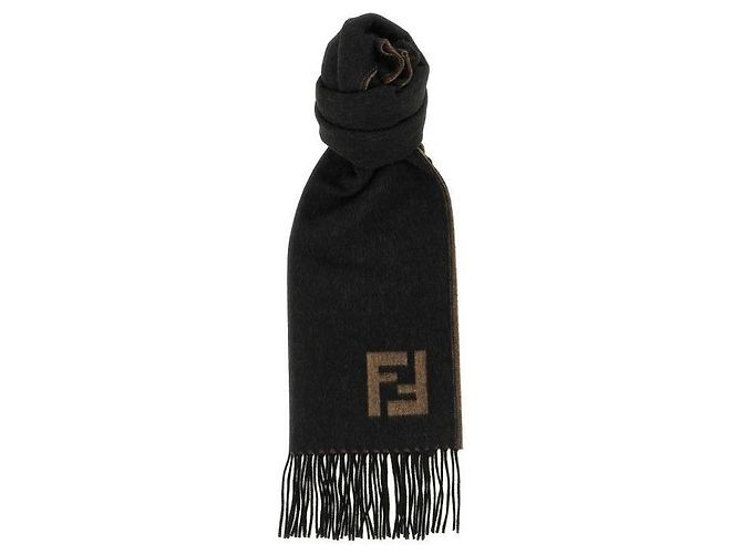 Fendi Sciarpa in Lana e Cashmere Marrone 