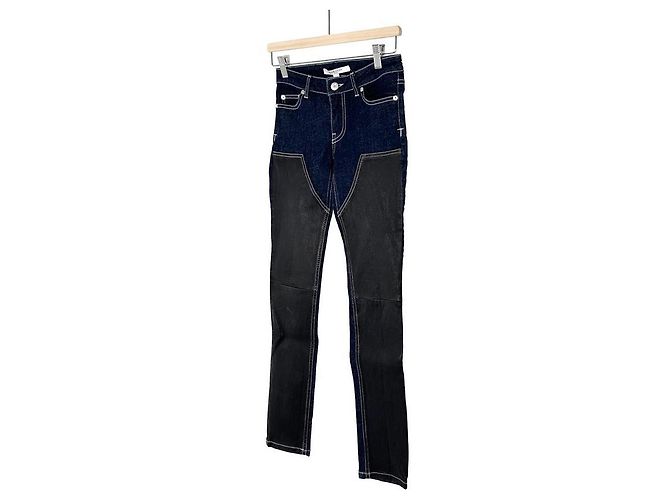 Givenchy Leather Slim Fit Denim Jeans Pants Blue