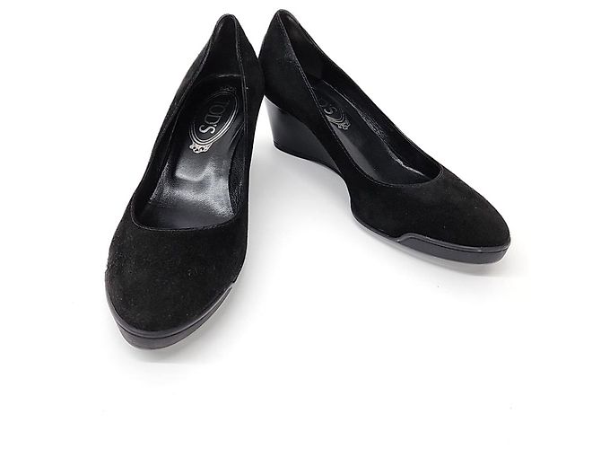 Chaussures à talons compensés en daim Tod's Noir