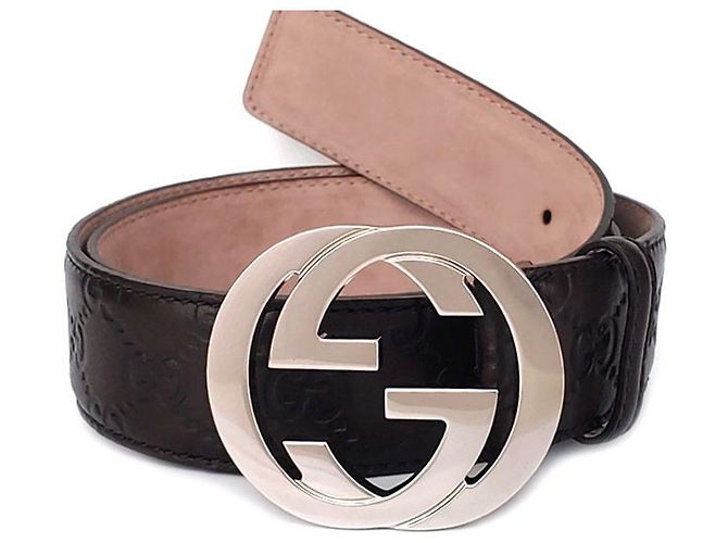 Gucci Cinto Cima com fivela assinatura chocolate Prata