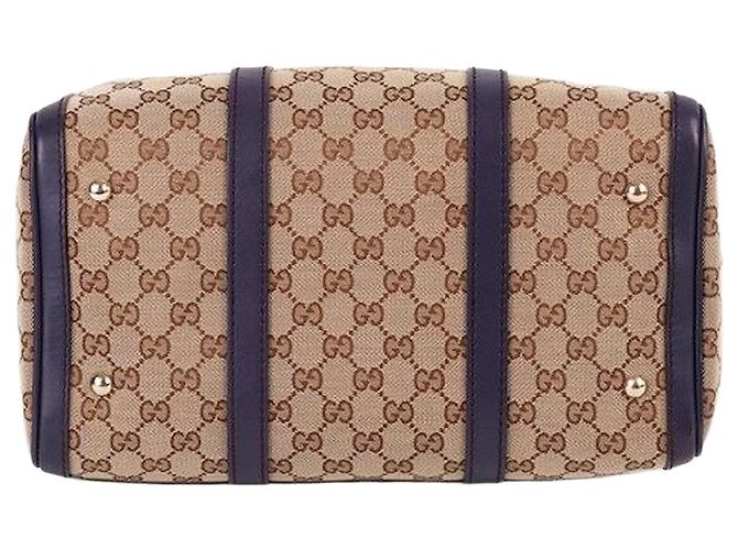Gucci Bolsa Boston GG Jacquard Roxa Marrom