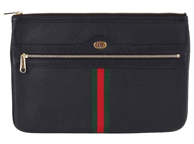 Gucci Bolso de mano de cuero negro Ophidia