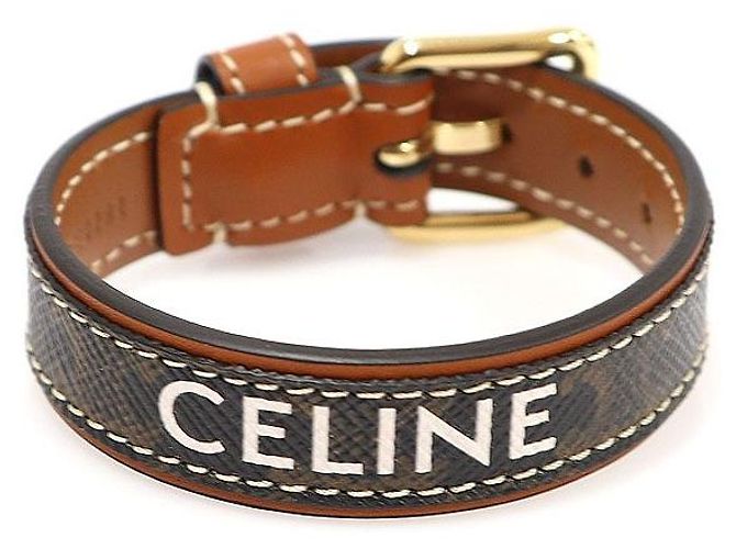 Céline Pulseira Feminina em Couro de Bezerro Tan Triope Marrom