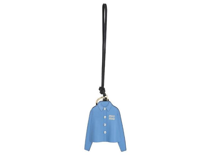 Miu Miu Chaveiro de couro azul Charm