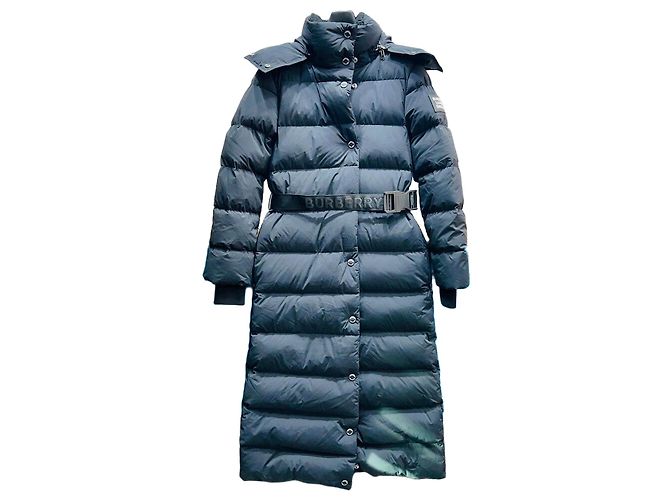 Burberry Effingham Long Goose Down Long Padding Jacket Blue