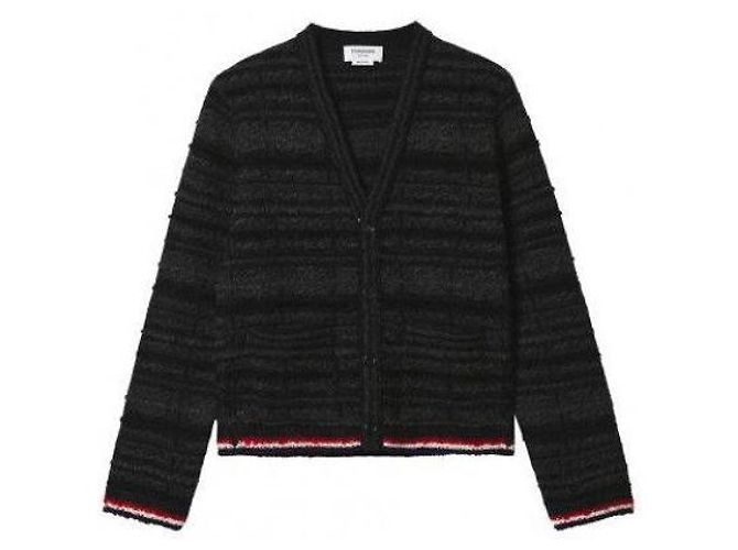 Thom Browne Merinowoll-Pullover mit Rundhalsausschnitt und Tartan-Jacquard-Einlage Schwarz
