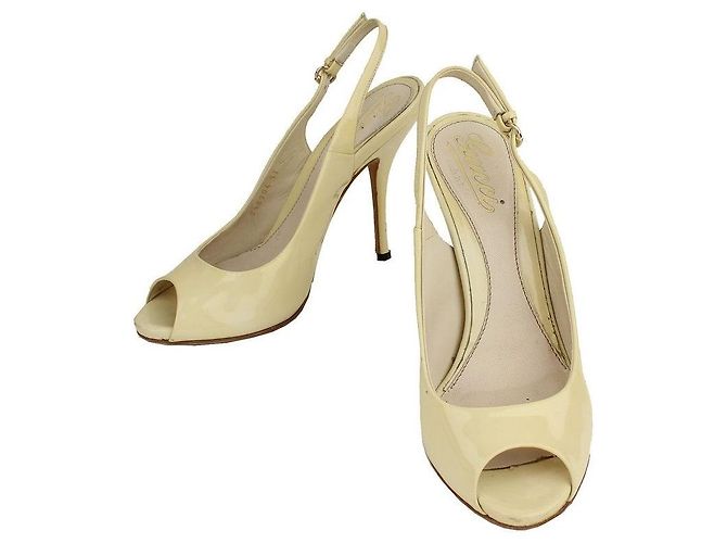 Gucci Slingback en vernis crème Doré