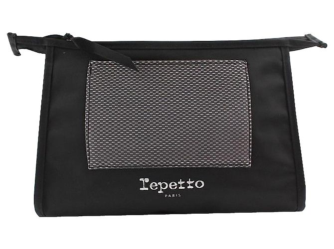 Repetto Black Logo Fabric Pouch