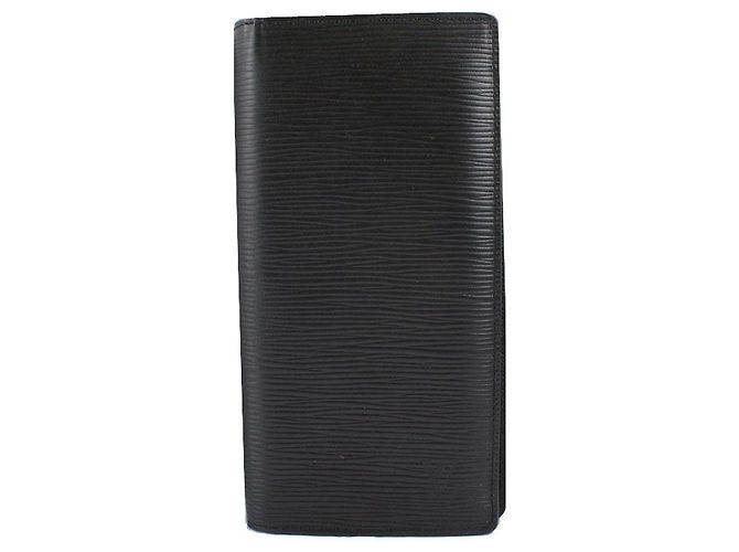 Louis Vuitton Epi Black Brazza Wallet Long Wallet