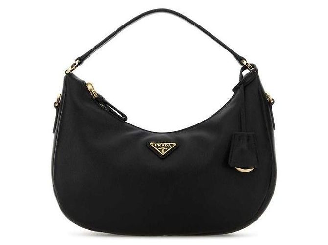 Prada Bolsa hobo de couro Triangle com logo Preto