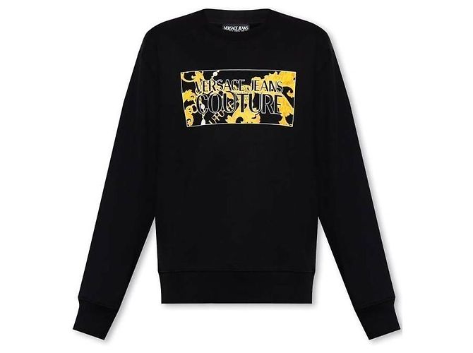 Versace Sweatshirt mit quadratischem Perlenlogo Schwarz 