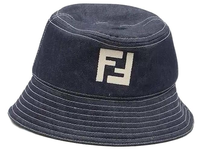 Fendi Denim Bucket Hat Square Blue