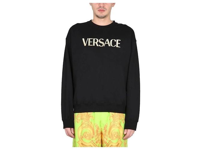 Versace Felpa con logo metallico