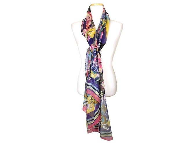 Kenzo Sciarpa lunga in seta con motivo floreale Multicolore