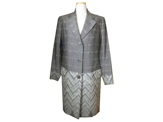 Dior Christian Grey Wool Blend Coat Brown