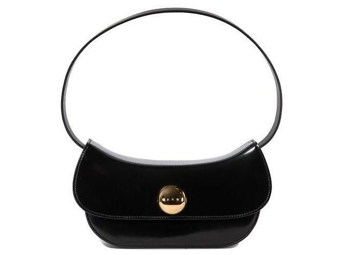Marni Piccola borsa hobo in pelle nera a forma di farfalla Nero