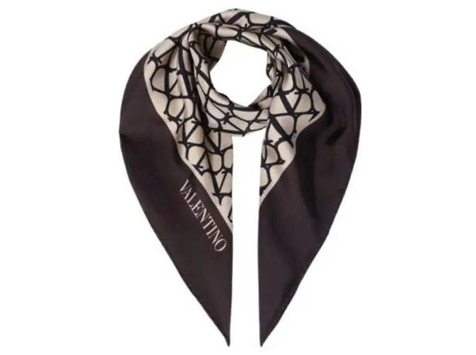 Valentino Sciarpa in seta WYT Marrone 