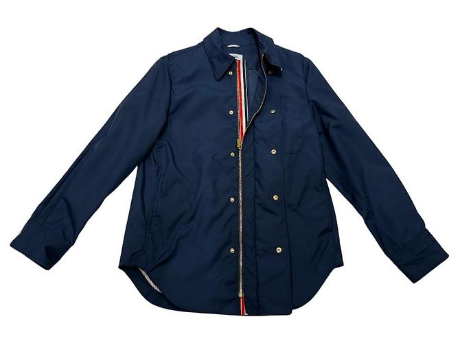 Thom Browne Tech Zip-Up Overshirt Jacket One Size Navy Blue