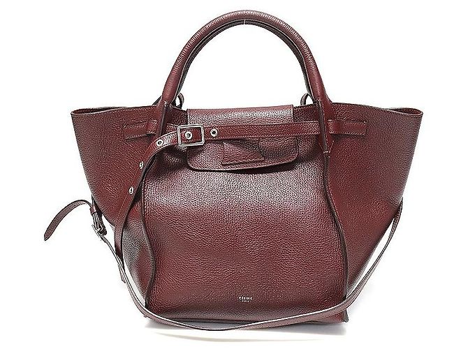 Céline Wine Grained Calfskin Big Bag Small Long Strap