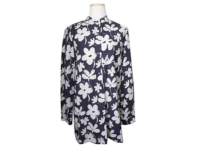 Marni Langarmhemd aus Baumwolle mit Blumenmuster Blau