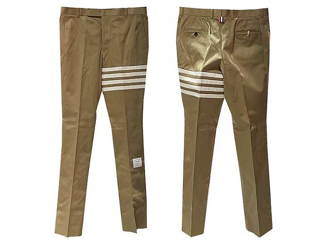 Thom Browne Pantalones Chino Slim No Estructurados de Algodón Twill Castaño
