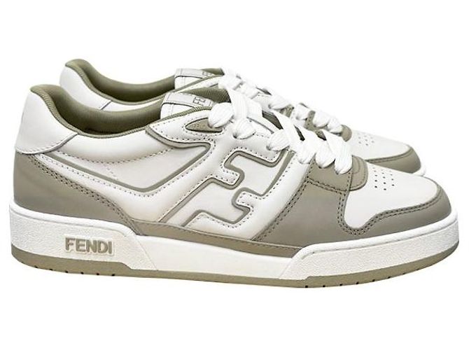 Fendi Zapatillas bajas de cuero Match Sage Blanco AOMN