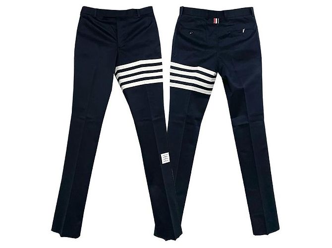 Thom Browne Cotton Twill Knit Unconstructed Chino Pants Blue