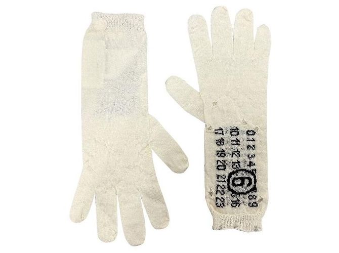 Maison Martin Margiela Wollhandschuhe mit Nummernlogo Maison Margiela Weiß